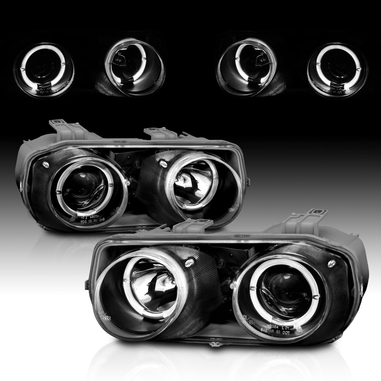 ACURA INTEGRA 94-97 PROJECTOR HEADLIGHTS HALO BLACK CLEAR