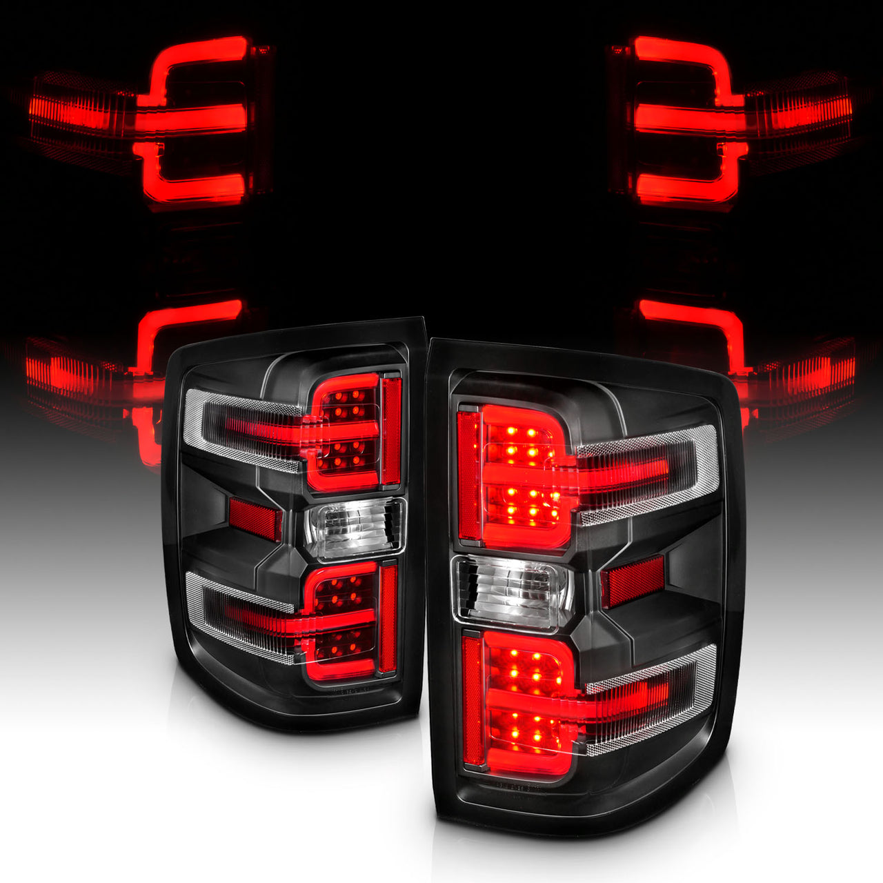 CHEVY SILVERADO 14-17 LED TAIL LIGHTS G2 BLACK (NON-OEM LED ONLY)