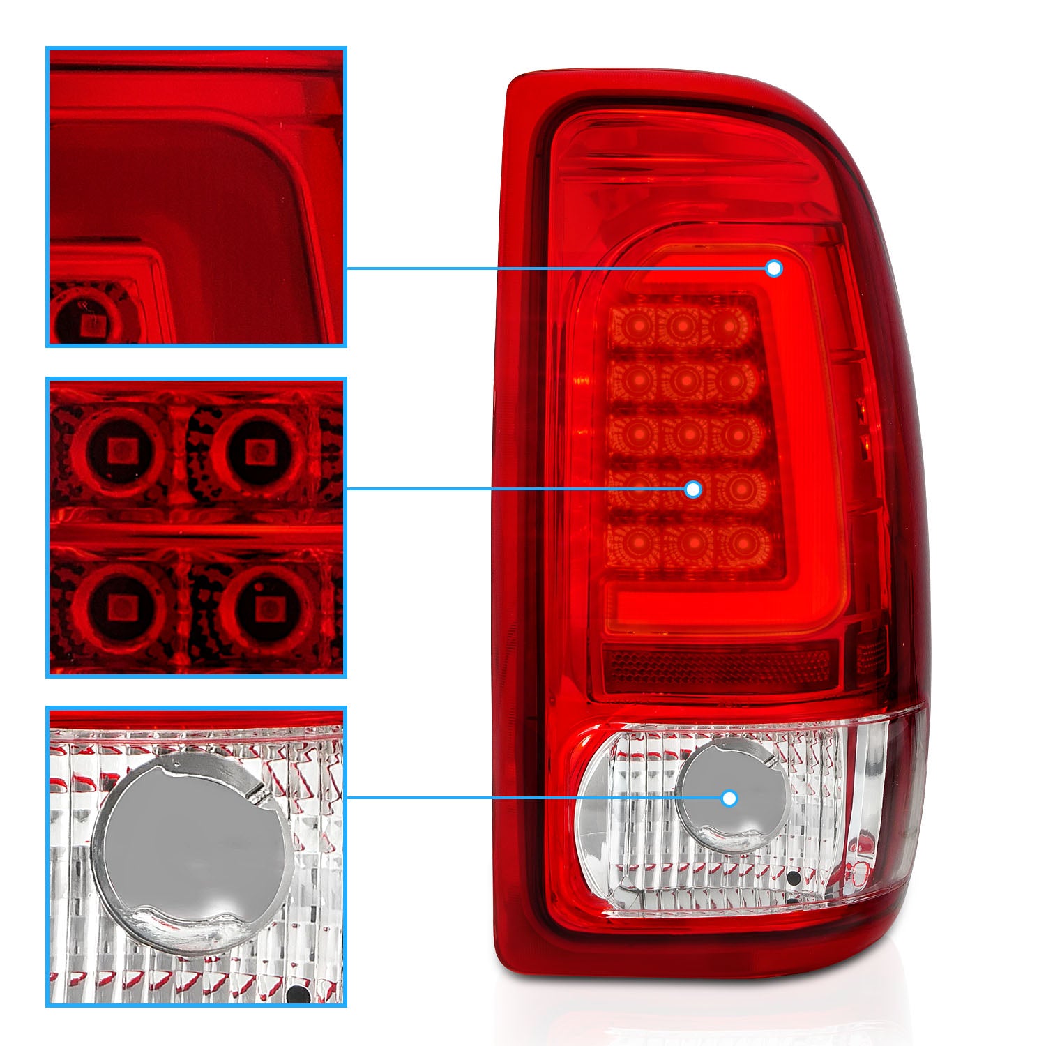 DODGE DAKOTA 97-04 L.E.D T.L RED LENS W/ C LIGHT BAR