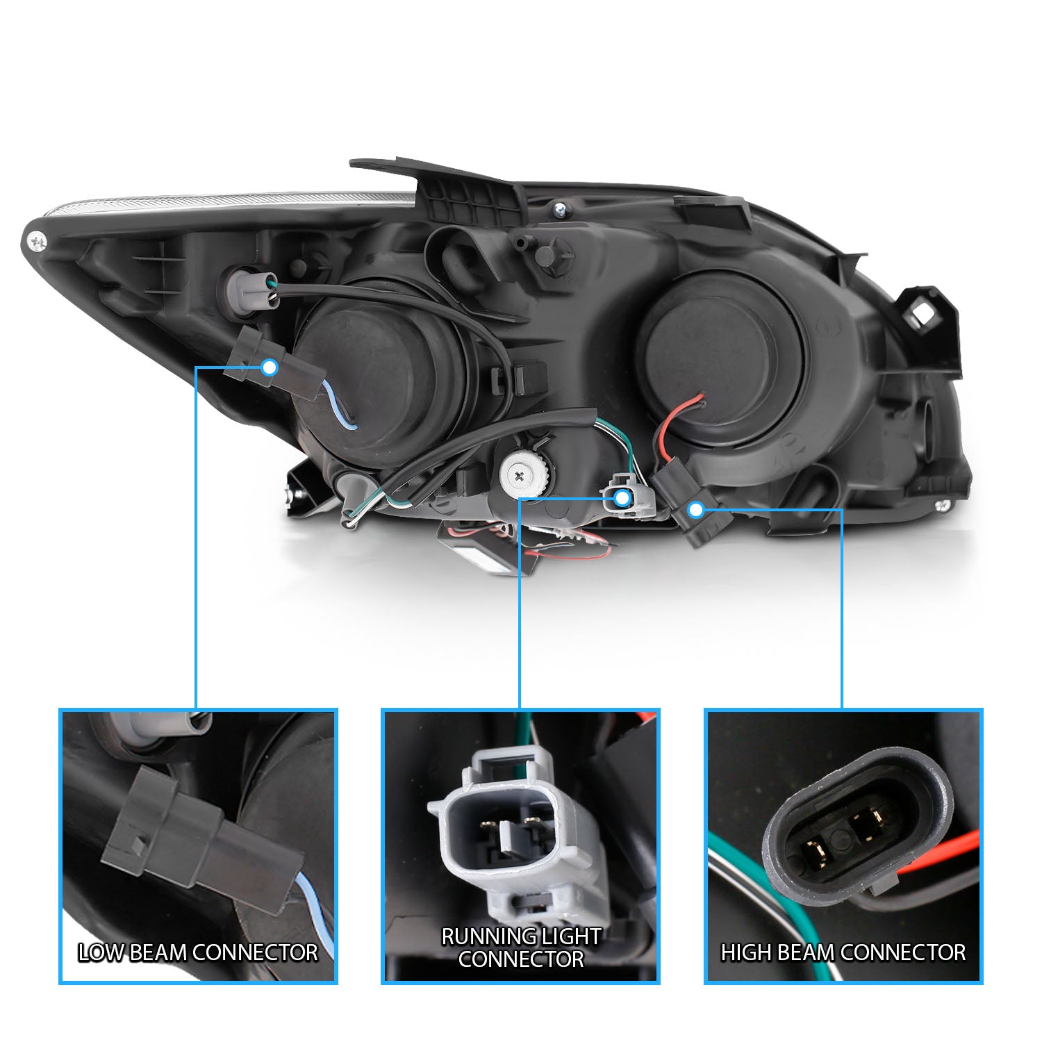 SCION TC 05-10 PROJECTOR HEADLIGHTS HALO BLACK CLEAR AMBER (RX HALO)