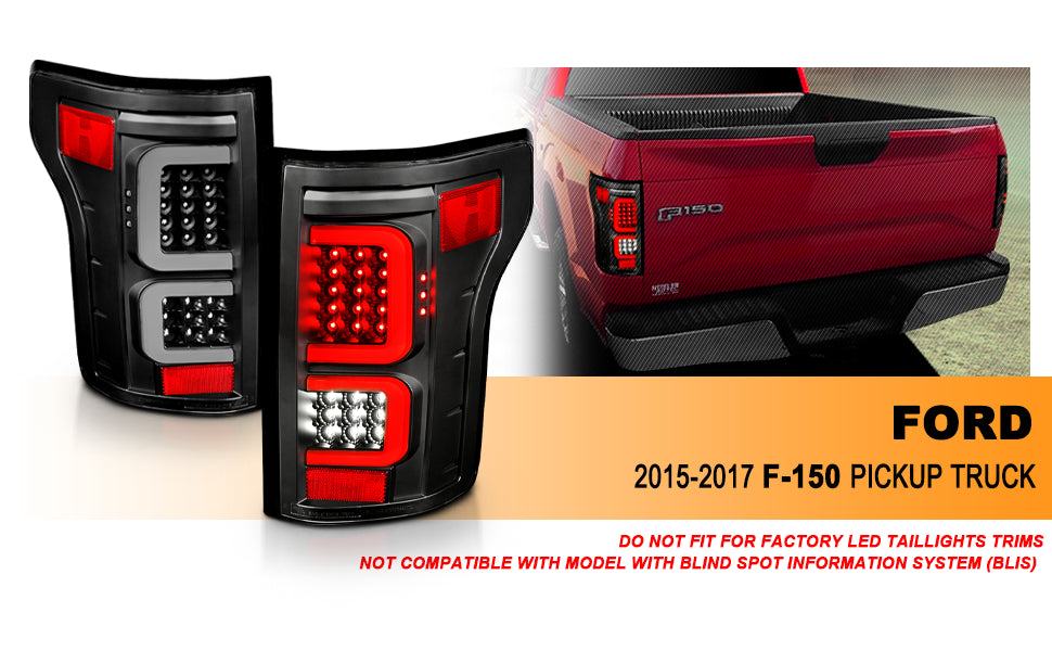 FORD F-150 15-17 LED TAIL LIGHTS G3 BLACK