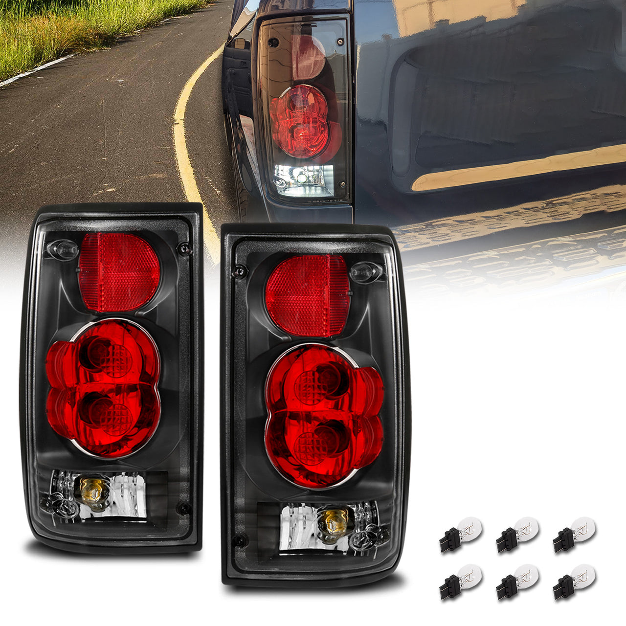 TOYOTA PICKUP 89-95 TAIL LIGHTS G2 BLACK