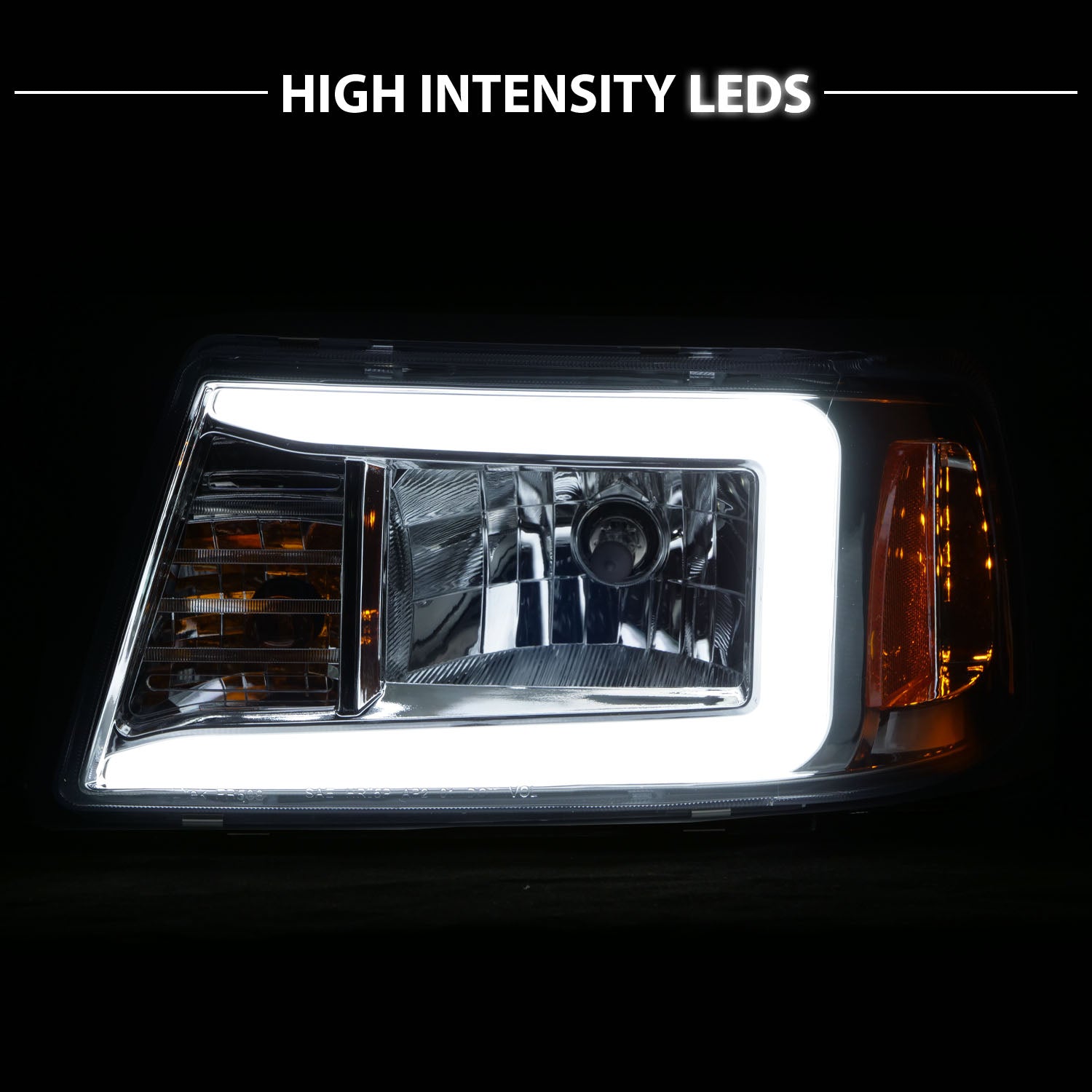 FORD RANGER 01-11 HEADLIGHTS CHROME AMBER  (W/ C LIGHT BAR)