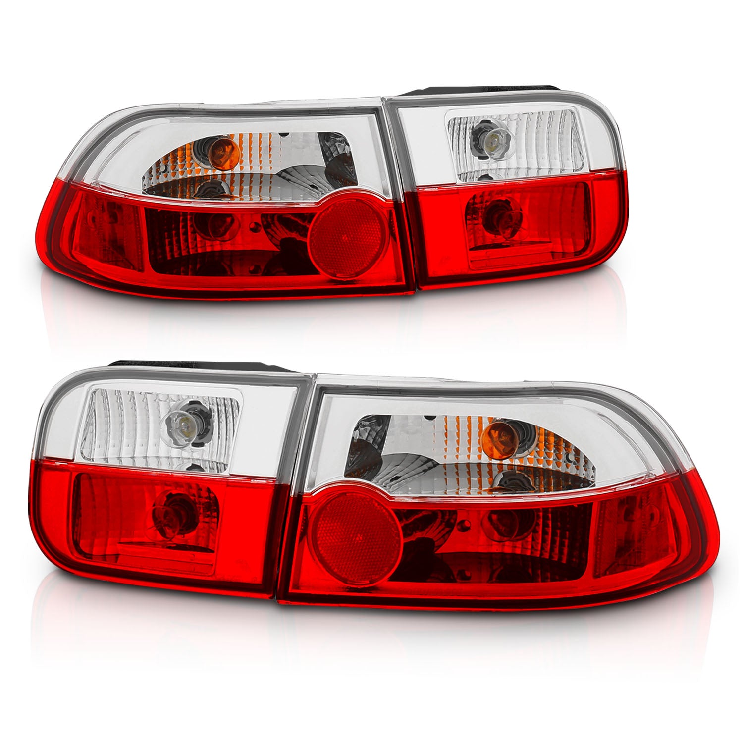 HONDA CIVIC 92-95 2/4DR CRYSTAL TAIL LIGHTS RED/CRYSTAL
