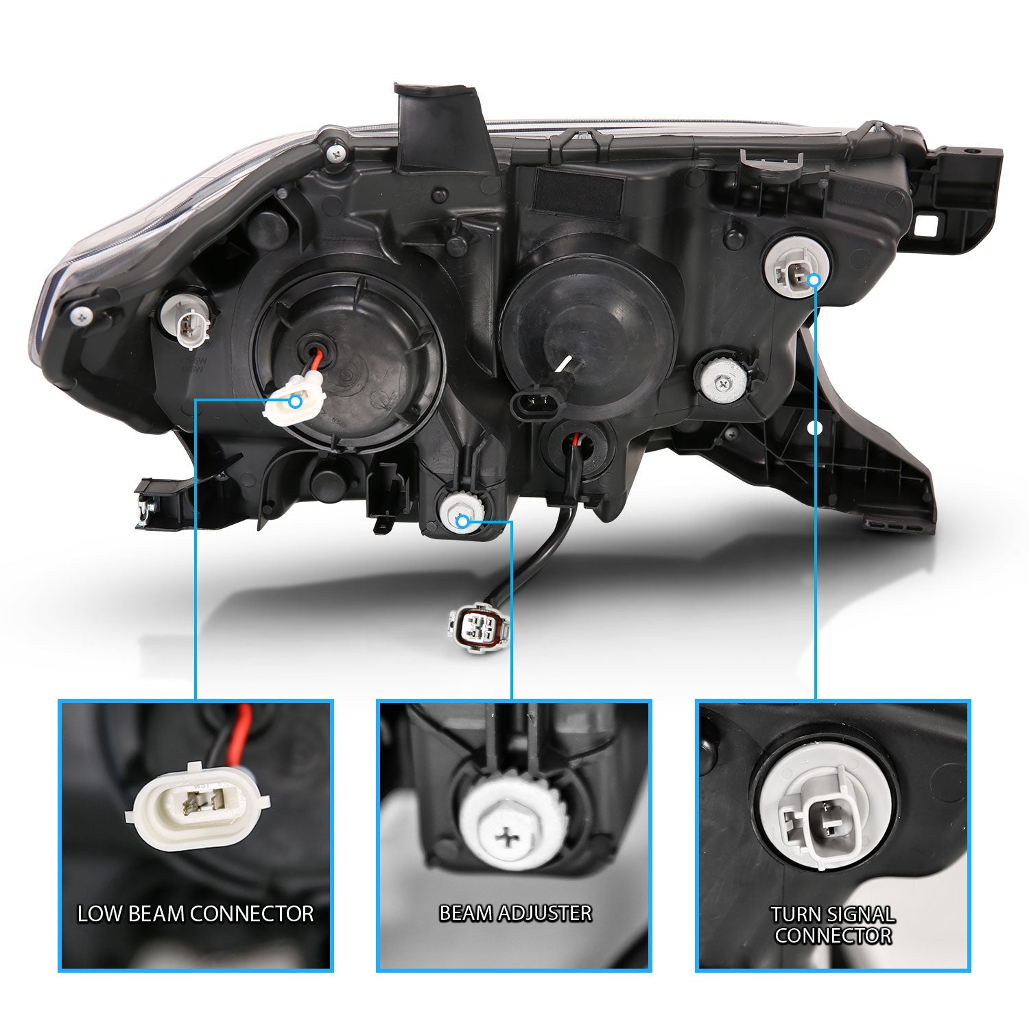 TOYOTA TACOMA 16-23 PROJECTOR LIGHT BAR STYLE SWITCHBACK HEADLIGHTS BLACK AMBER (W/ DRL) (HIGH MODEL)