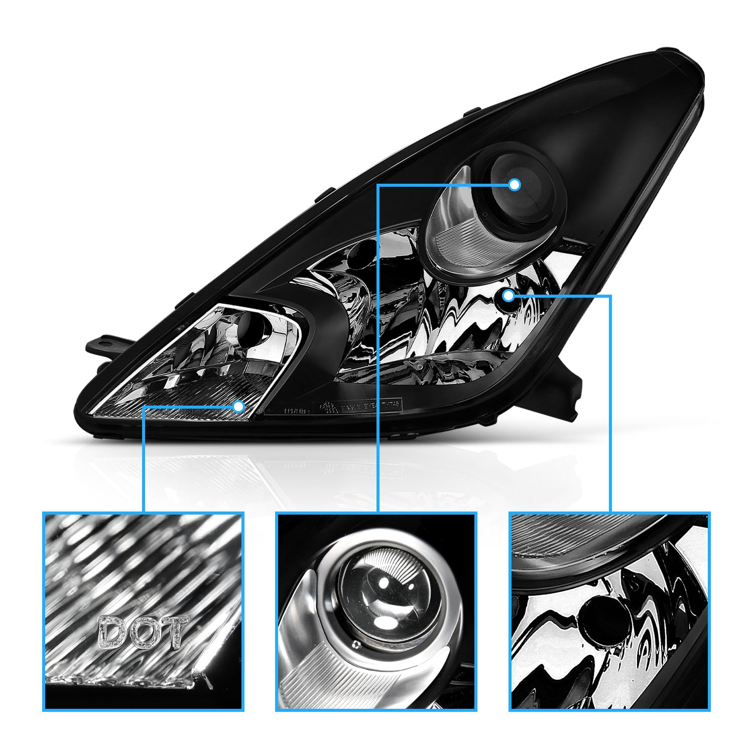 TOYOTA CELICA 00-04 HEADLIGHTS BLACK