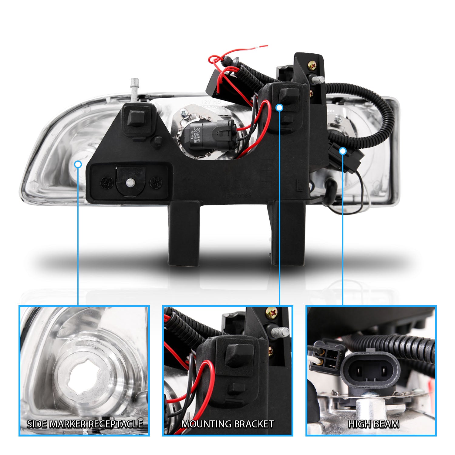 CHEVY S10/BLAZER 98-04 PROJECTOR HEADLIGHTS HALO BLACK CLEAR