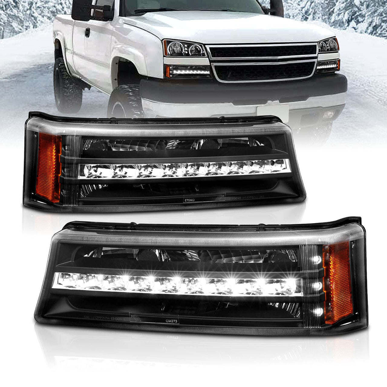 CHEVY SILVERADO 03-06 LED SIGNAL LIGHTS G2 BLACK AMBER