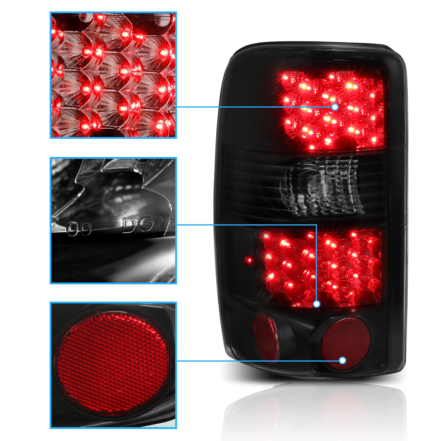 CHEVY TAHOE/SUBURBAN/GMC DENALI 00-06 LED TAIL LIGHTS DARK SMOKE