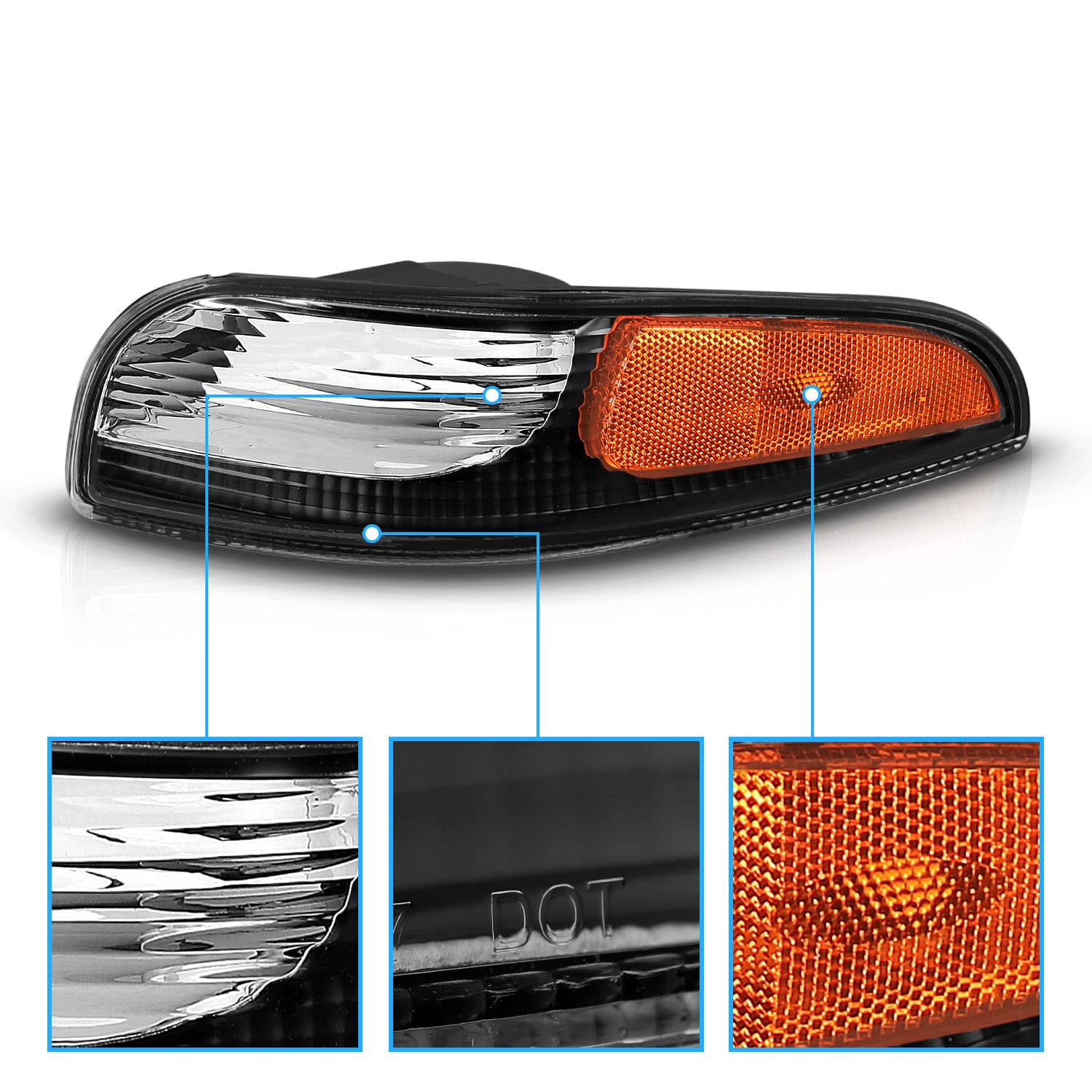 CHEVY CORVETTE 97-04 BUMPER LIGHTS EURO BLACK AMBER