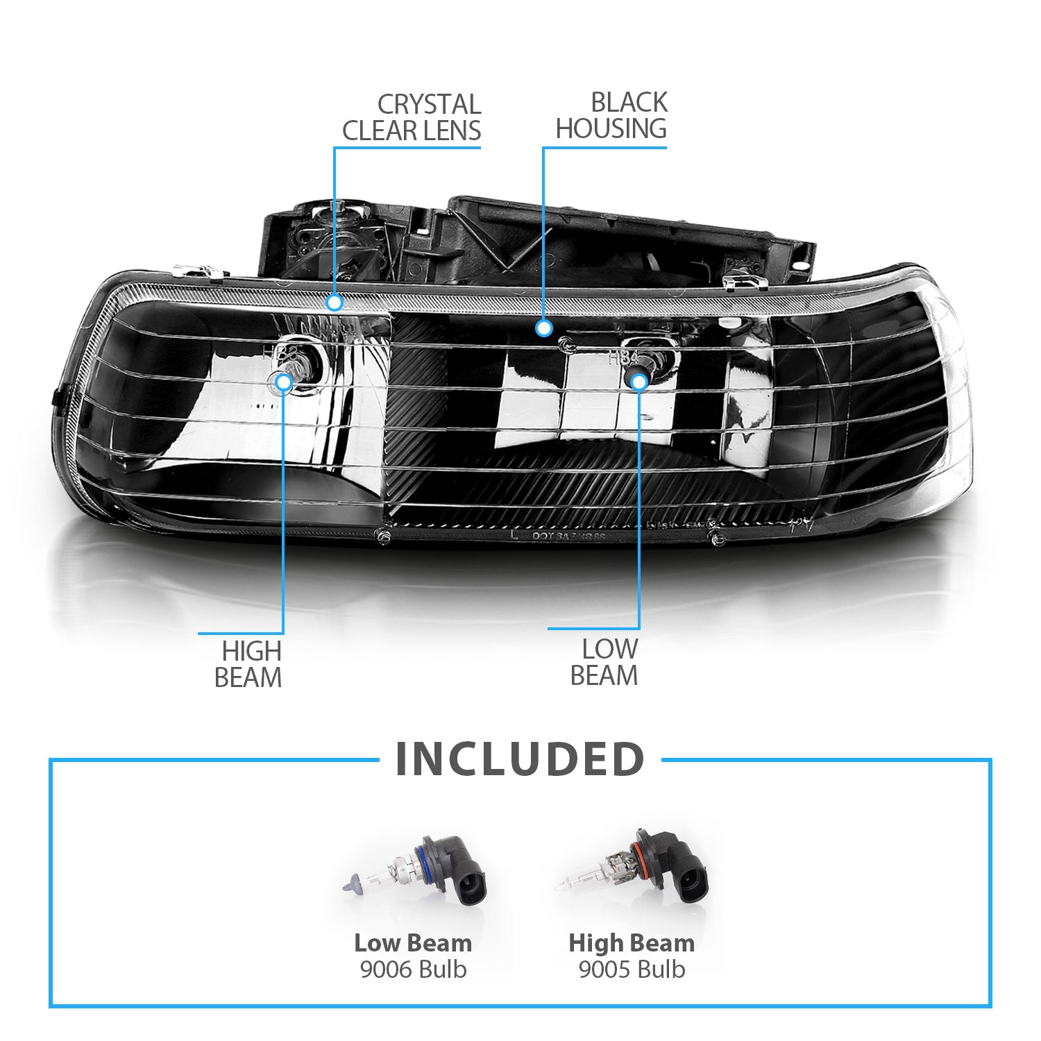 CHEVY SILVERADO 99-02 BLACK HEADLIGHTS