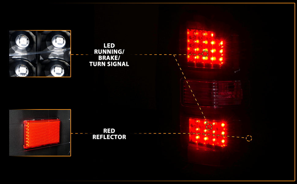GMC SIERRA 14-18 LED TAIL LIGHTS BLACK  (NON-OEM LED ONLY)