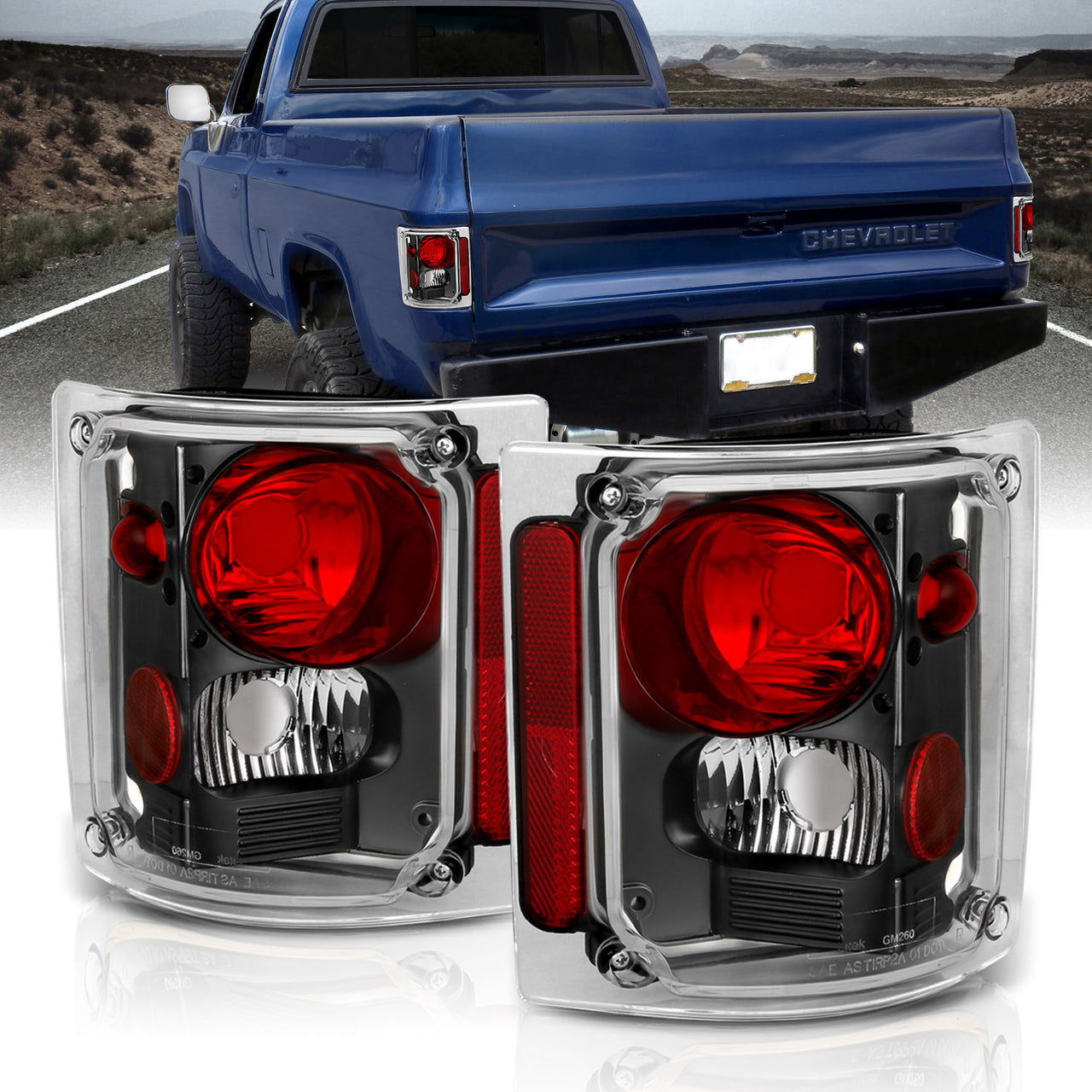 CHEVY FULLSIZE 73-87 TAIL LIGHTS BLACK