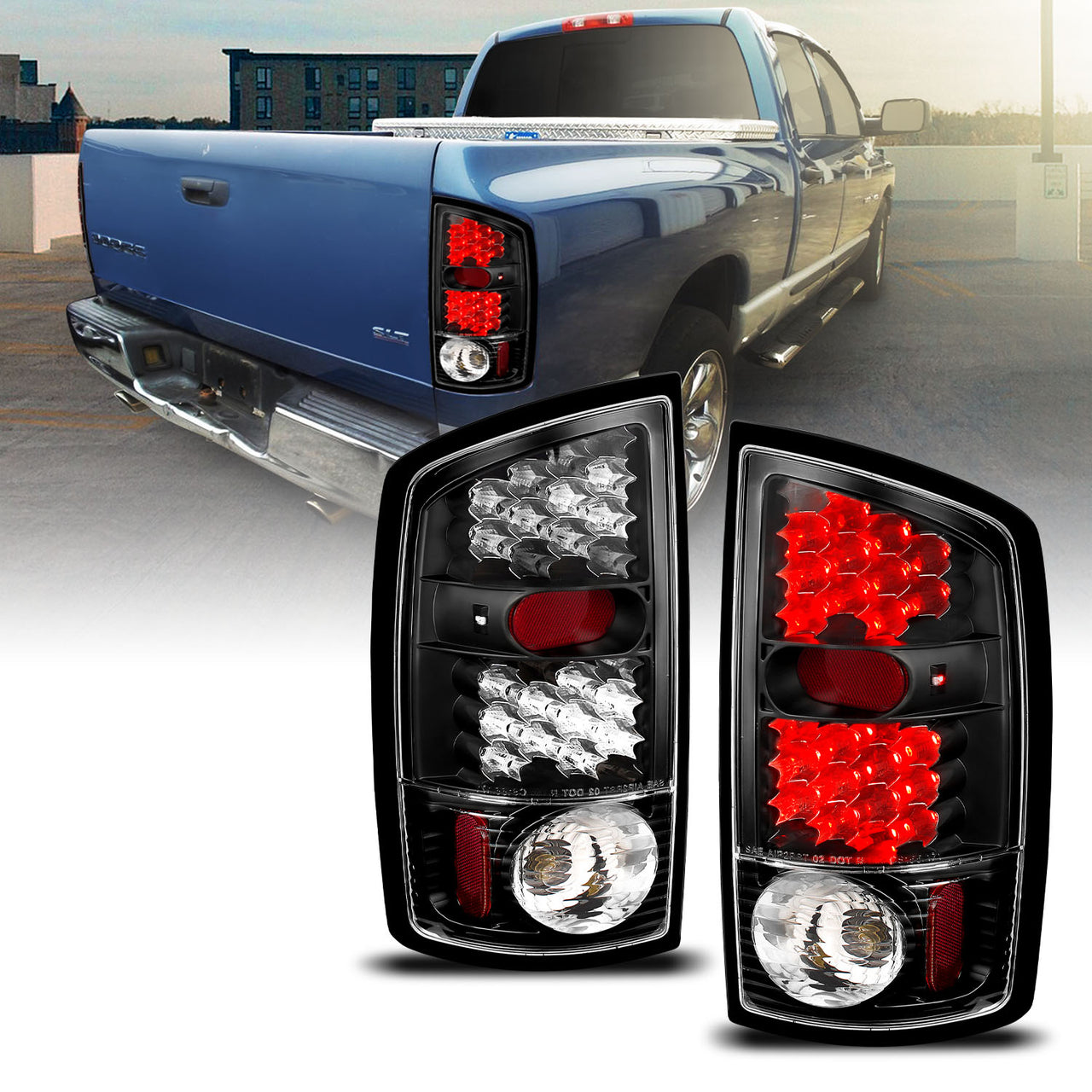 DODGE RAM 02-05 LED TAIL LIGHTS BLACK