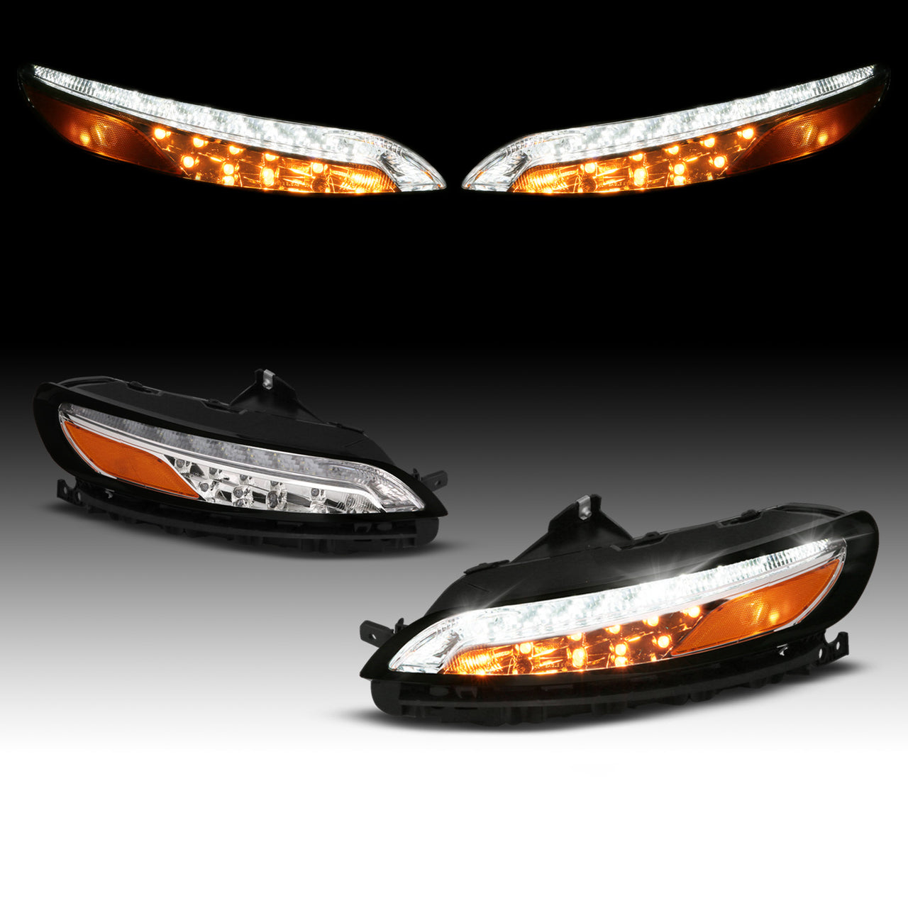 JEEP CHEROKEE 14-UP LED PARKING/SIGNAL LIGHTS ALL CHROME AMBER