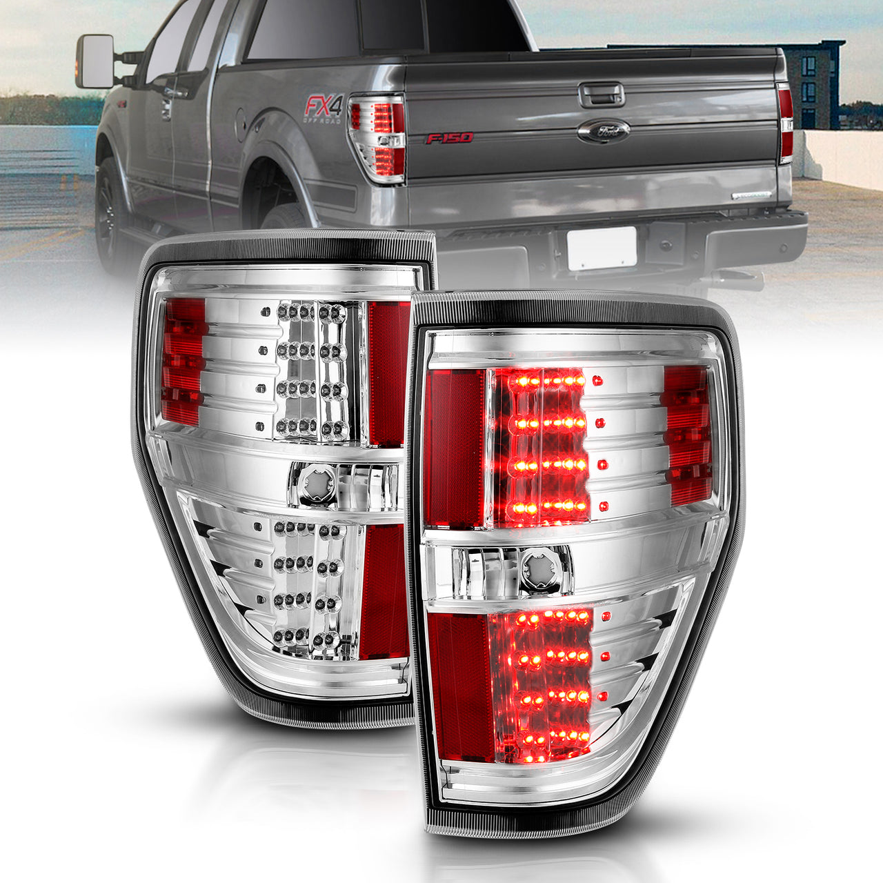 FORD F-150 09-13 LED TAIL LIGHTS ALL CHROME