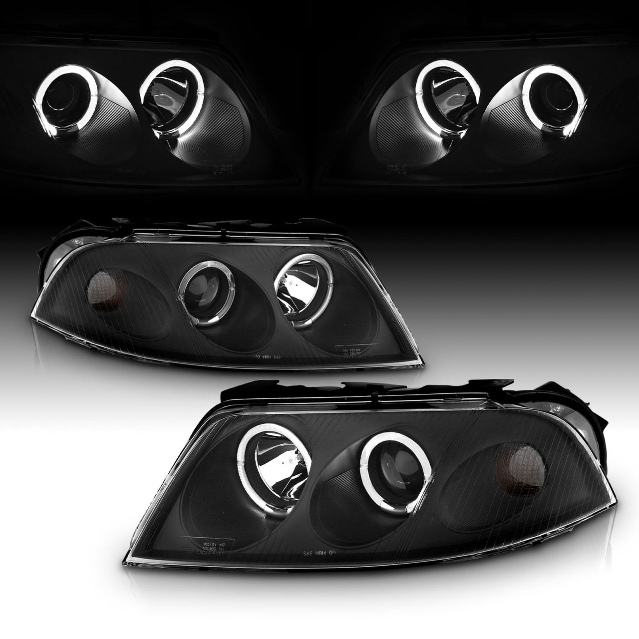 VOLKSWAGEN PASSAT 01-05 G2 PROJECTOR HEADLIGHTS HALO BLACK CLEAR