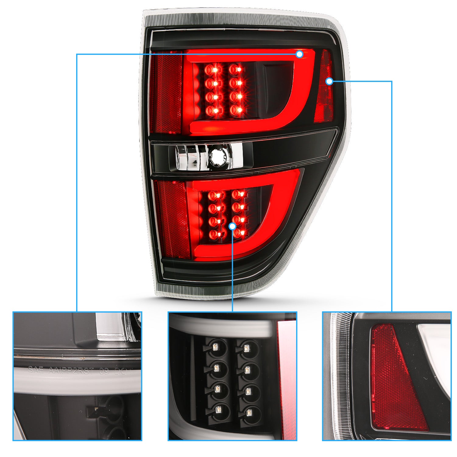 FORD F-150 09-13 LED TAIL LIGHTS G2 BLACK