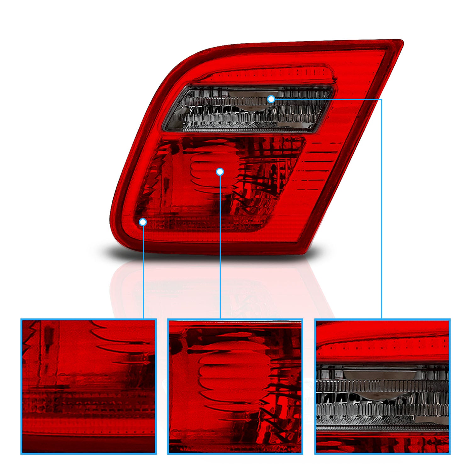 BMW 3 SERIES E46 99-01 2DR INNER TAIL LIGHTS RED/SMOKE