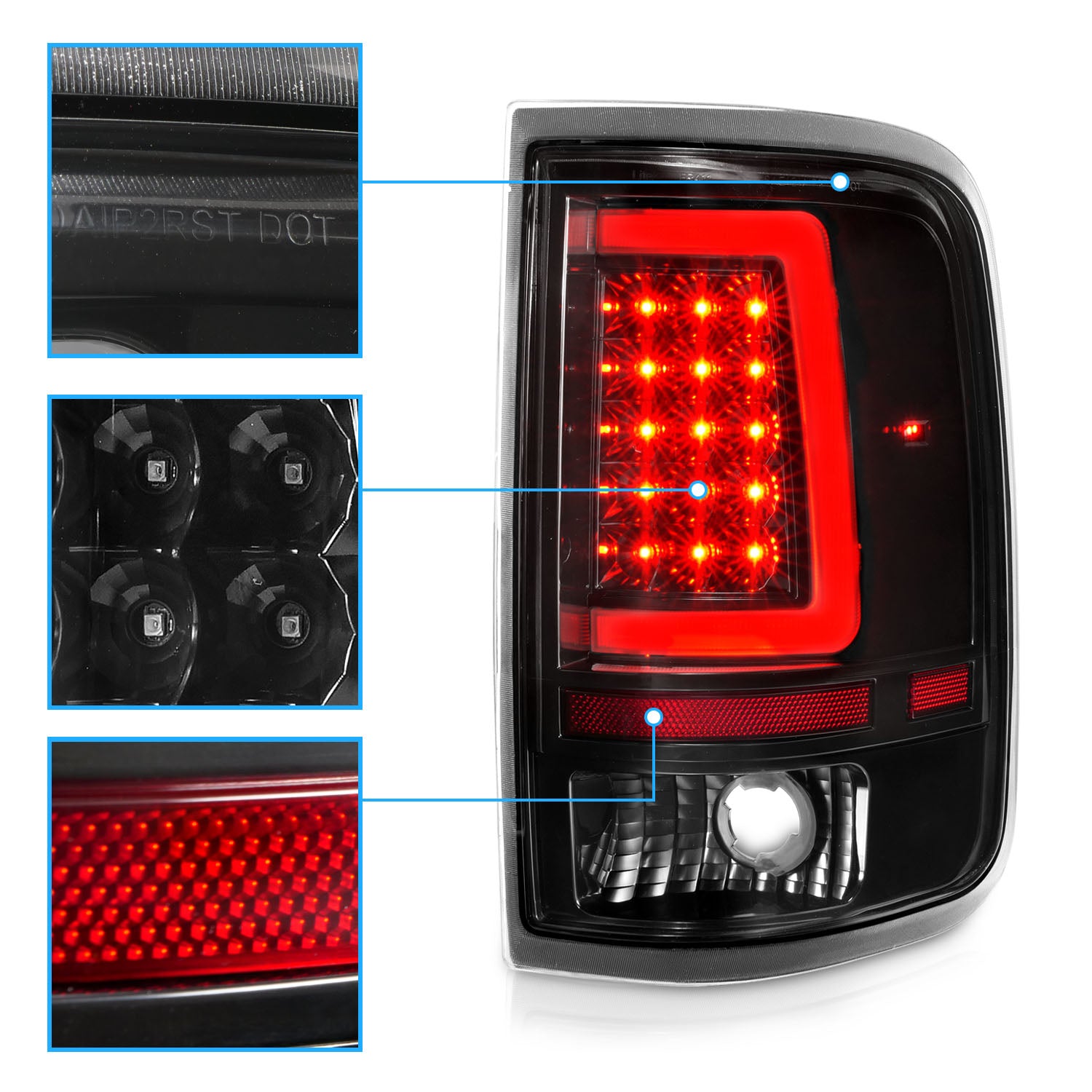 FORD F-150 04-08 LED TAIL LIGHTS BLACK HOUSING CLEAR LENS (W/ C LIGHT BAR)