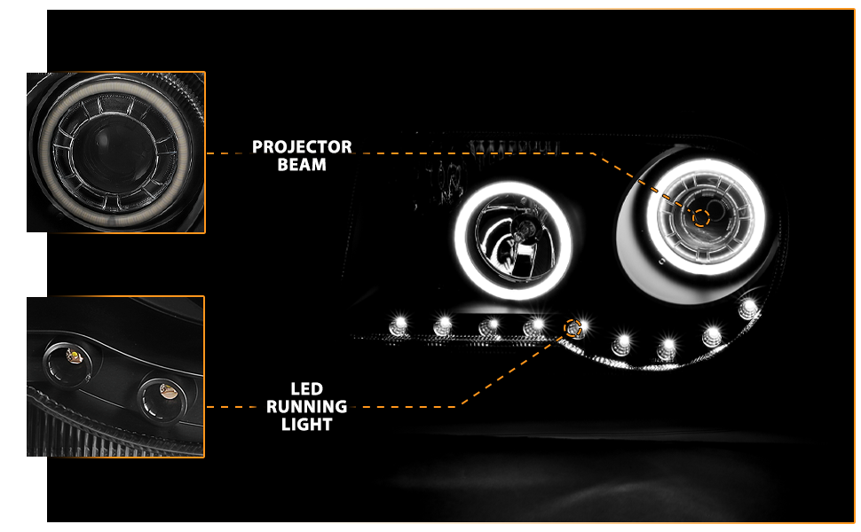 CHRYSLER 300C 05-UP PROJECTOR HEADLIGHTS G2 HALO LED BLACK (RX HALO) (W/O HID KITS) (OEM HID COMPATIBLE)