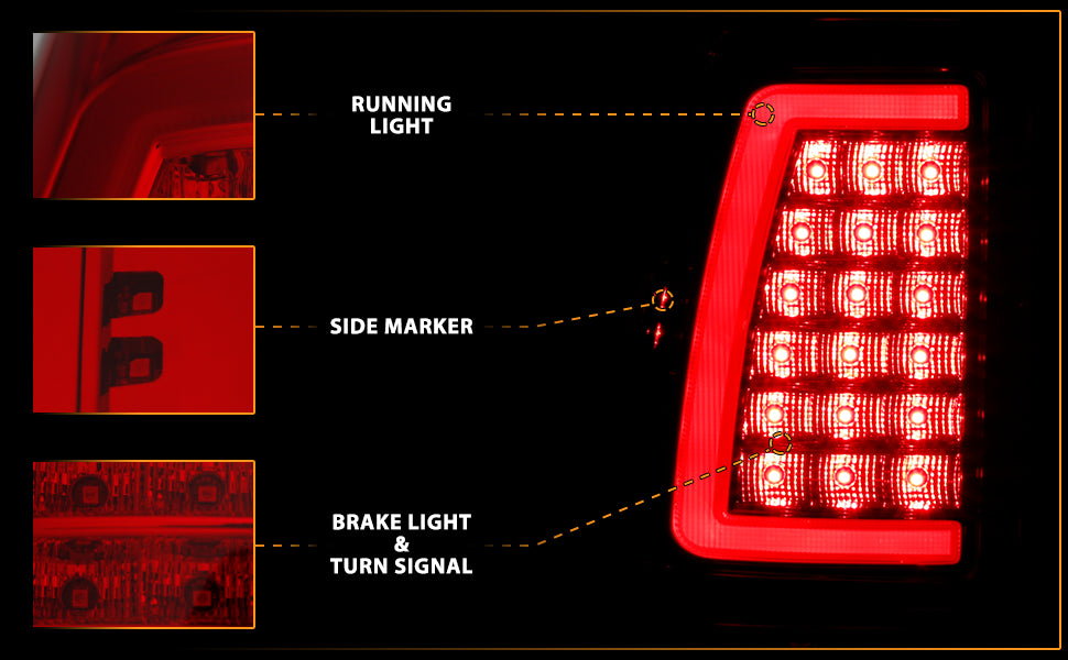 CHEVY SILVERADO 03-07 (1500/2500 SERIES 2003 & 1500/2500/3500 SRW SERIES LED TAIL LIGHTS RED/CLEAR  W/ C LIGHT BAR (3 HOLE)