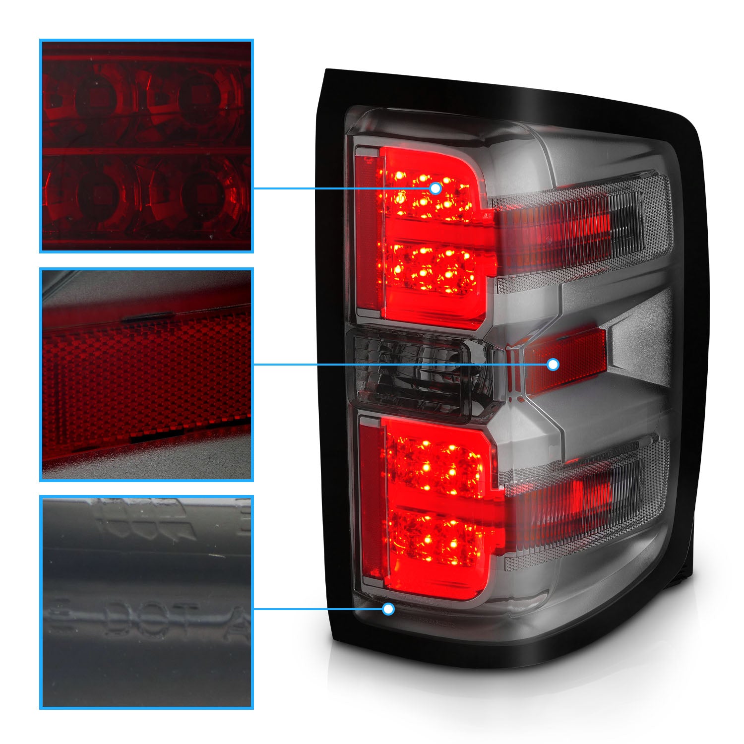 CHEVY SILVERADO 14-17 LED TAIL LIGHTS G2 SMOKE (NON-OEM LED ONLY)