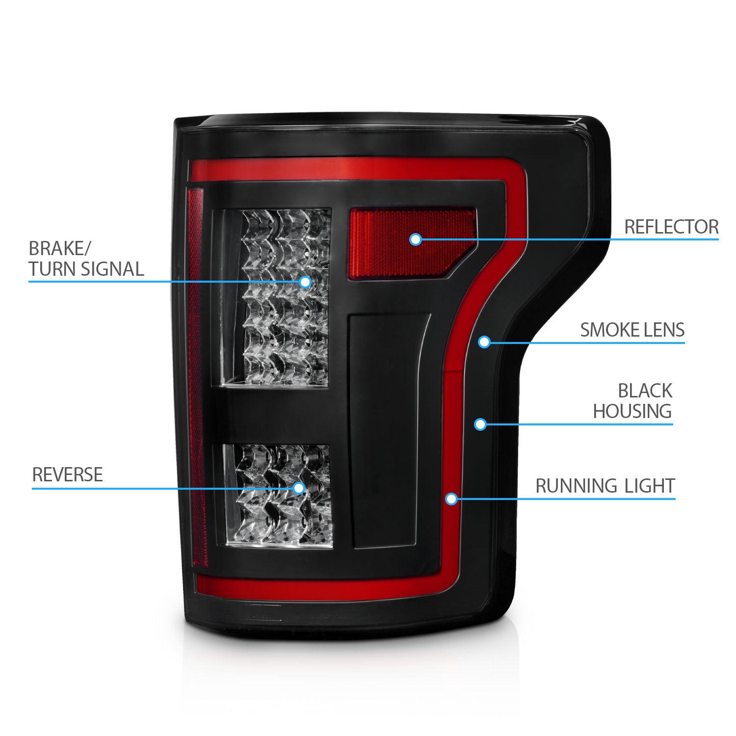 FORD F-150 15-17 LED TAIL LIGHTS (RED LIGHT BAR) SMOKE LENS (SEQUENTIAL SIGNAL)