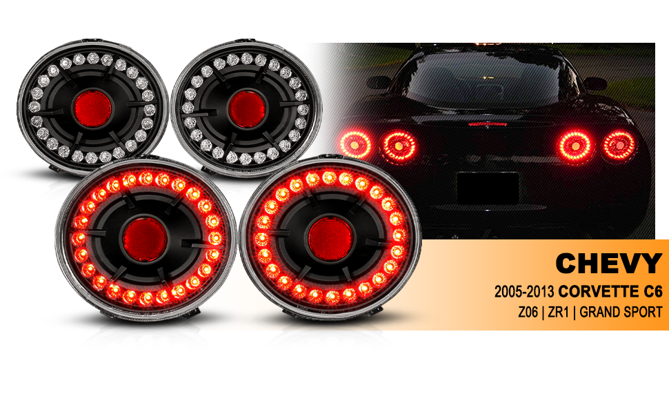 CHEVY CORVETTE 05-07/CORVETTE Z06 06-07 LED TAIL LIGHTS BLACK