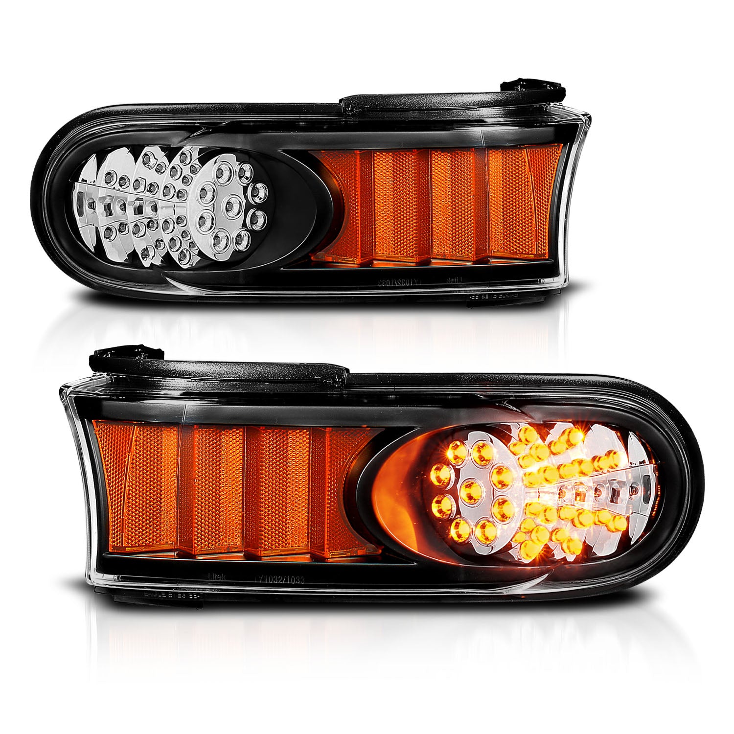 TOYOTA FJ CRUISER 07-14 LED PARKING LIGHTS BLACK AMBER