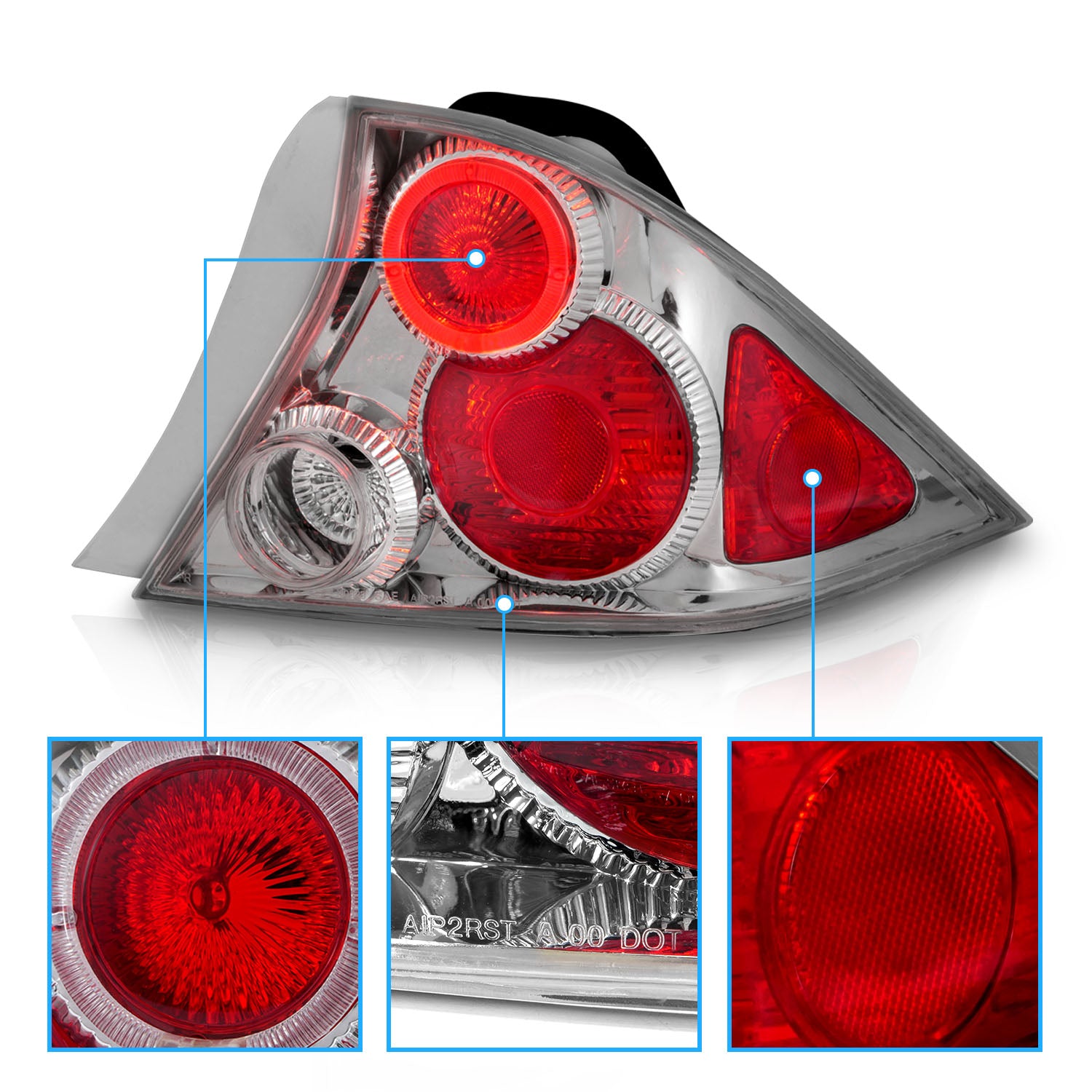 HONDA CIVIC 01-04 2DR TAIL LIGHTS HALO CHROME