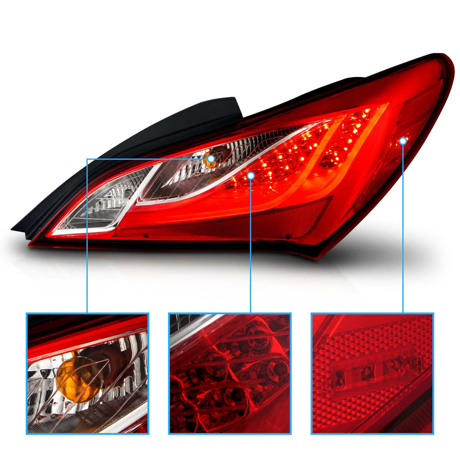 HYUNDAI GENESIS 10-13  2DR LED TAIL LIGHTS  RED/CLEAR