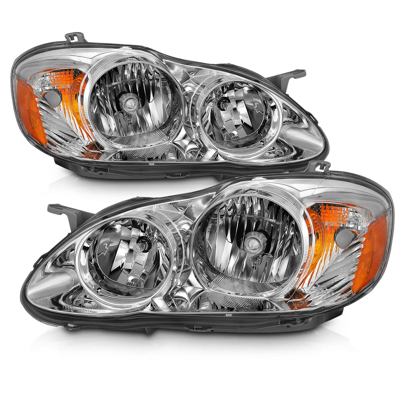 TOYOTA COROLLA 05-08 HEADLIGHTS CHROME AMBER