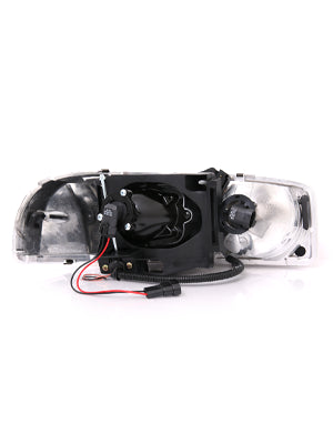 GMC SIERRA C3 99-02/SIERRA DENALI 99-07/YUKON/YUKON XL/YUKON DENALI 00-06 PROJECTOR HEADLIGHTS U-BAR CHROME CLEAR AMBER