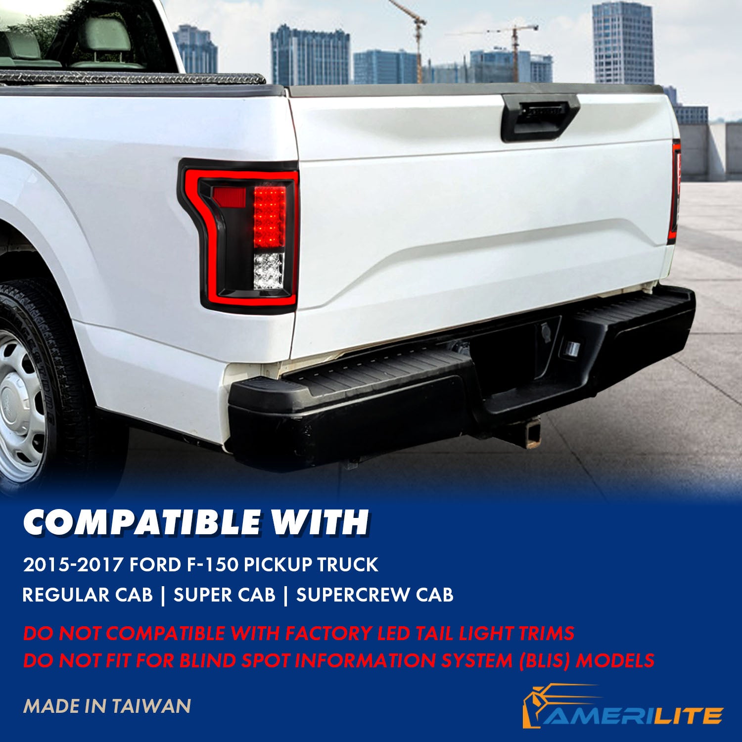 FORD F-150 15-17 LED TAIL LIGHTS BLACK/SMOKE(NON-BLIS ONLY)