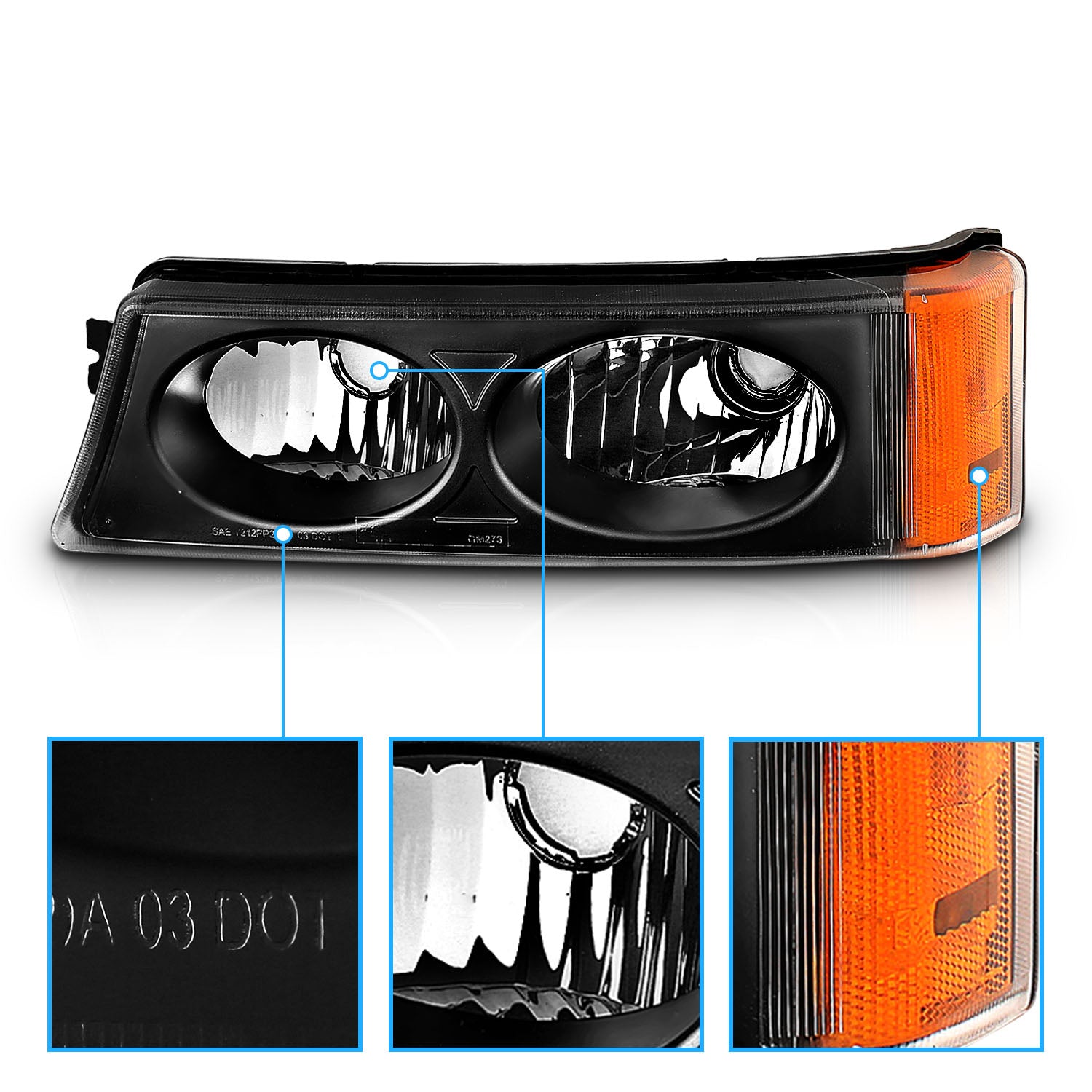 CHEVY SILVERADO 03-06 SIGNAL LIGHTS CRYSTAL BLACK AMBER