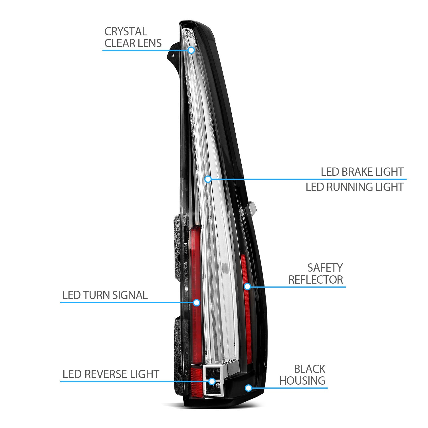 CHEVY TAHOE/SUBURBAN/ YUKON 07-14 LED TAIL LIGHTS (LONG VERSION)