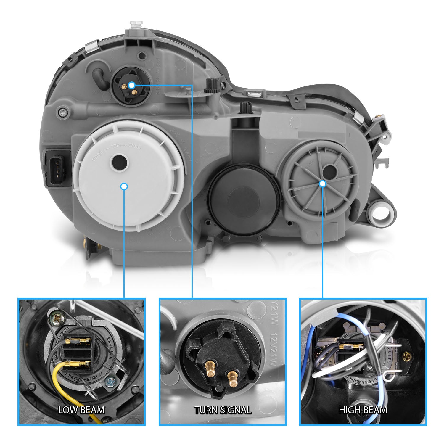 MBZ E CLASS W210 00-02 PROJECTOR HEADLIGHTS CHROME CLEAR