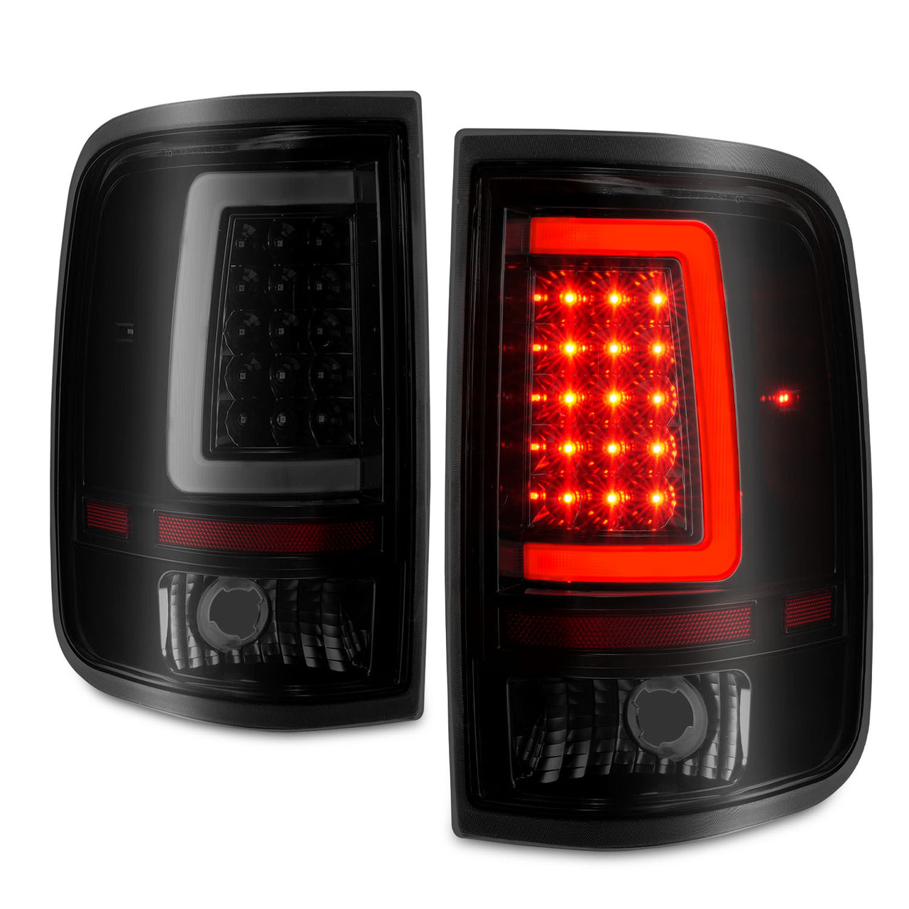 FORD F-150 04-08 LED TAIL LIGHTS BLACK HOUSING SMOKE LENS (W/ C LIGHT BAR)