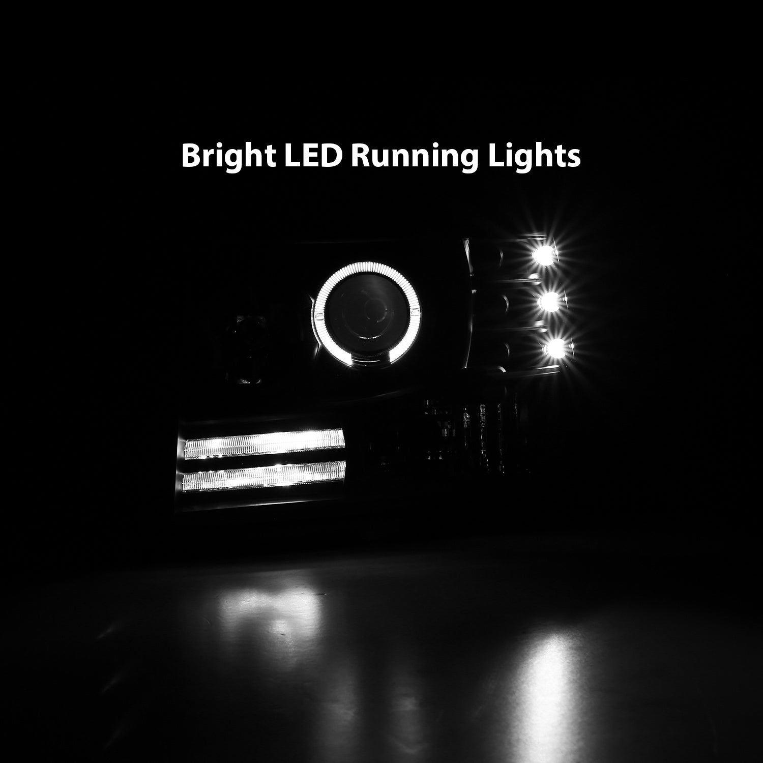 FORD F-150/F-250/BRONCO 92-96 PROJECTOR HALO HEADLIGHTS BLACK W/ SIDE MARKERS W/ PARKING LIGHTS