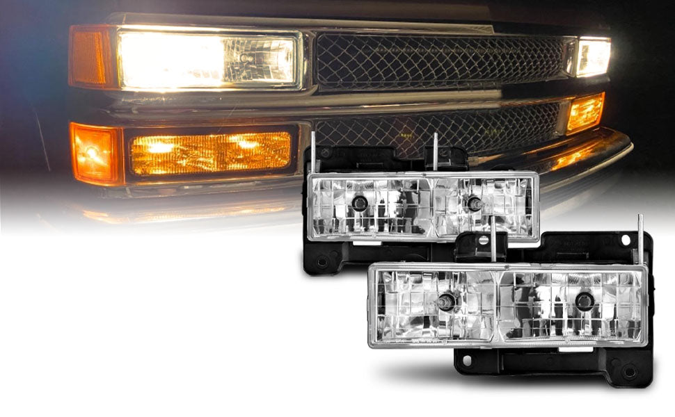 CHEVY FULLSIZE 88-98 CRYSTAL HEADLIGHTS CLEAR W/ BULB