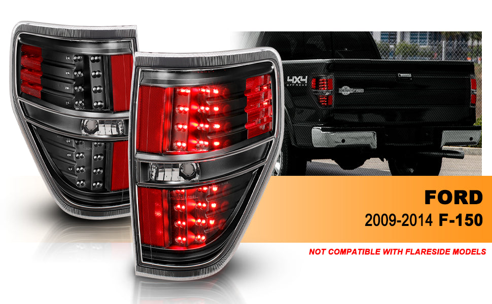 FORD F-150 09-13 LED TAIL LIGHTS BLACK