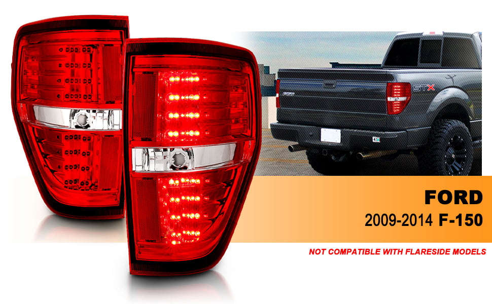 FORD F-150 09-13 LED TAIL LIGHTS RED/CLEAR