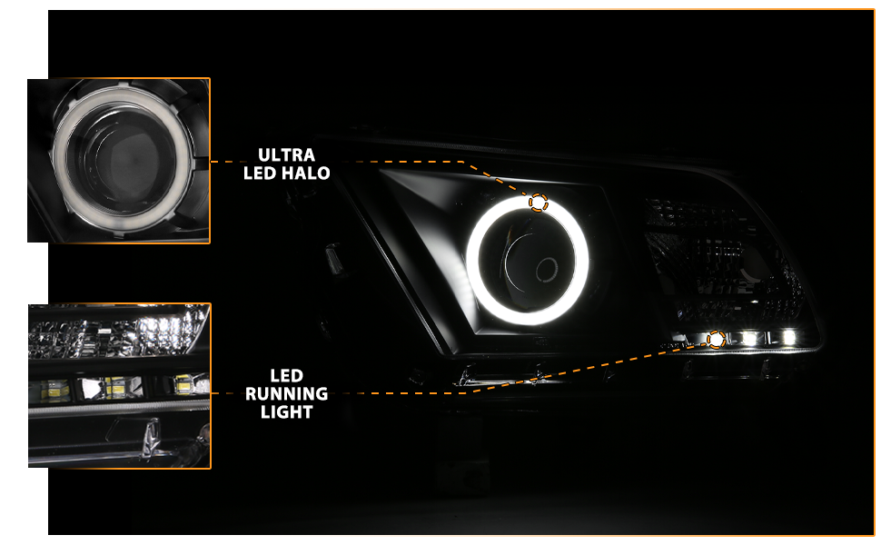FORD MUSTANG 10-12 PROJECTOR HEADLIGHTS HALO BLACK CLEAR (RX HALO)