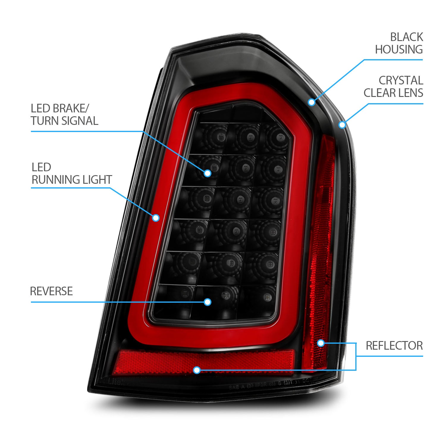 CHRYSLER 300 11-14 LED TAIL LIGHTS BLACK