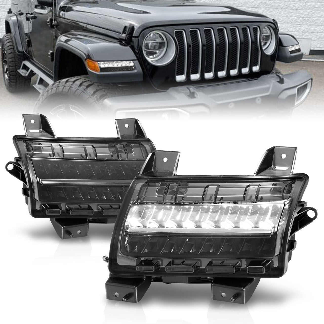 JEEP WRANGLER 18-21 / GLADIATOR 20 LED SIDE MARKERS SMOKE  (SEQUENTIAL SIGNAL) (FOR SPORT, SPORT S MODEL/BULB TYPE)