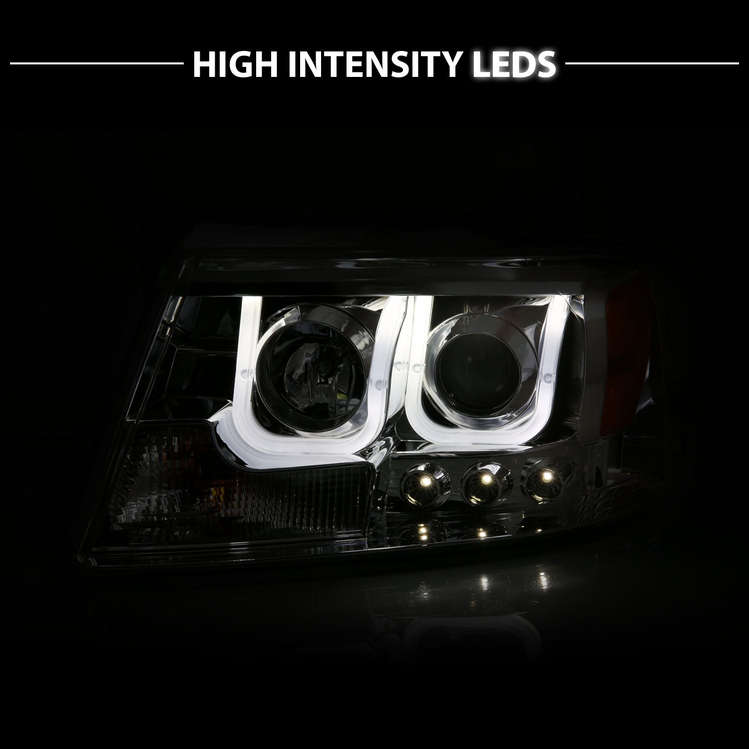 FORD F-150 04-07/LINCOLN MARK LT 06-07 PROJECTOR U-BAR STYLE HEADLIGHTS CHROME CLEAR AMBER