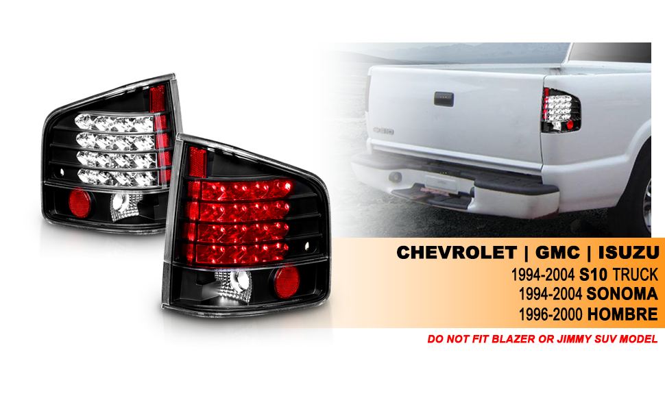 CHEVY S-10/GMC SONOMA 94-04 LED TAIL LIGHTS BLACK