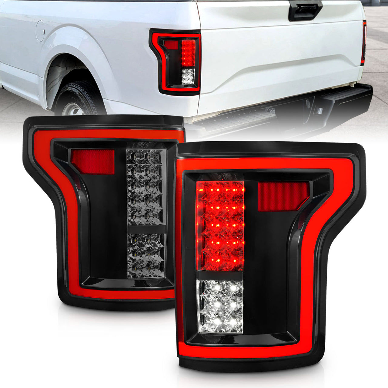 FORD F-150 15-17 LED TAIL LIGHTS BLACK/SMOKE(NON-BLIS ONLY)