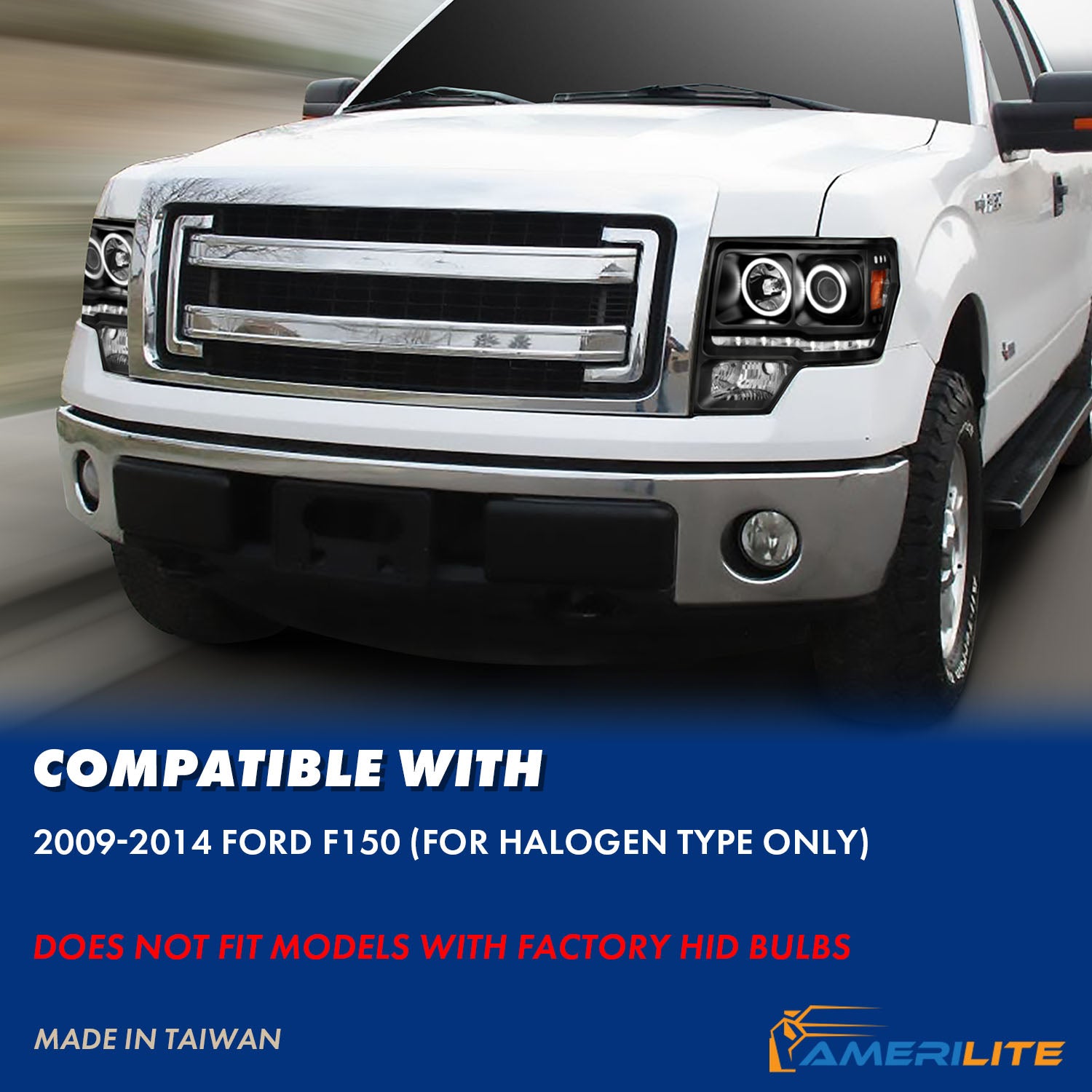 FORD F-150 09-13 PROJECTOR HEADLIGHTS G2 HALO LED BLACK AMBER (RX HALO)
